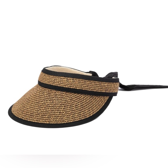 San Diego Hat Company Tan and Black Woven Visor - Picture 1 of 5